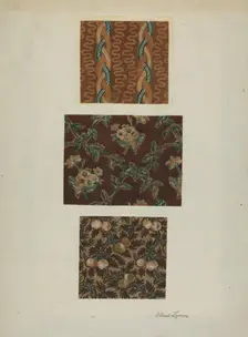 Printed Cottons from Quilt, c. 1939. Creator: Albert J. Levone