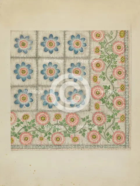 Printed Coverlet, c. 1936. Creator: Dorothy Lacey.
