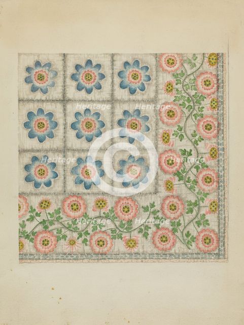 Printed Coverlet, c. 1936. Creator: Dorothy Lacey.