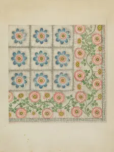 Printed Coverlet, c. 1936. Creator: Dorothy Lacey
