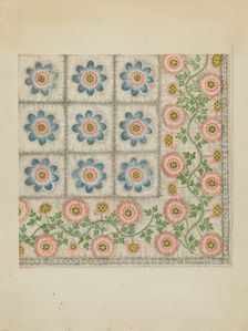 Printed Coverlet, c. 1936. Creator: Dorothy Lacey