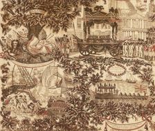 Printed linen panel depicting the funeral procession of Lord Viscount Nelson, 1806