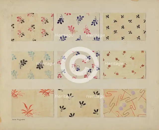 Printed Quilt Patches, 1935/1942. Creator: Edith Magnette.