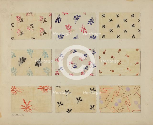 Printed Quilt Patches, 1935/1942. Creator: Edith Magnette.