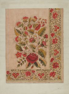 Printed Scarf, 1935/1942. Creator: Mildred E Bent