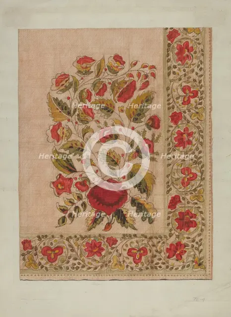 Printed Scarf, 1935/1942. Creator: Mildred E Bent.