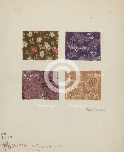 Printed Swatches, 1941. Creator: Mary C. Davidson.