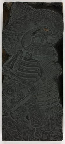 Printing block for Calavera of the Masses, no. 2, 1910. Creator: José Guadalupe Posada