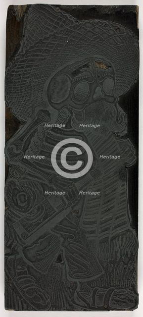 Printing block for Calavera of the Masses, no. 2, 1910. Creator: José Guadalupe Posada.