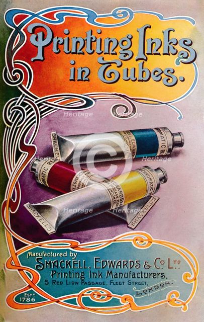 'Printing Inks in Tubes - Shackell, Edwards & Co. Ltd. advert', 1907. Artist: Shackell Edwards & Co.