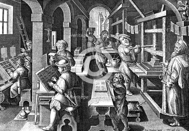 Printing office, c1600. Artist: Unknown