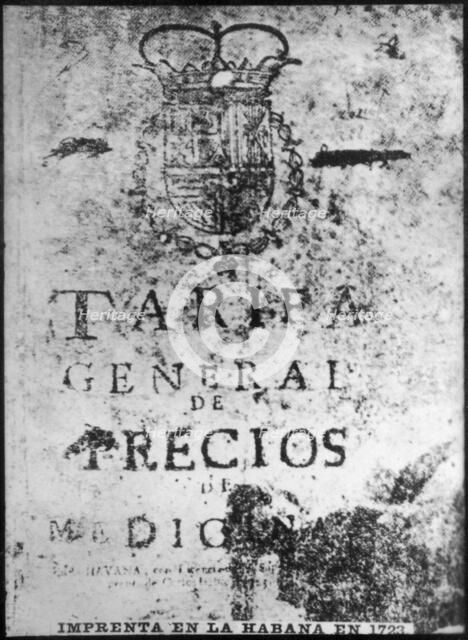 Printing press in Havana 1723, 1920s. Artist: Unknown