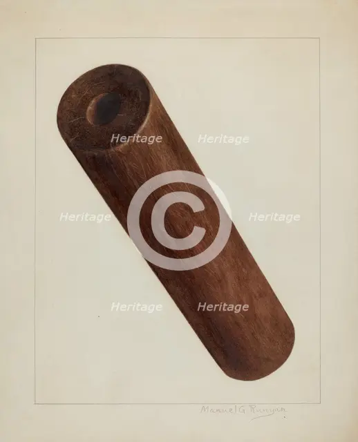 Printing Press Roller, c. 1938. Creator: Manuel G. Runyan.