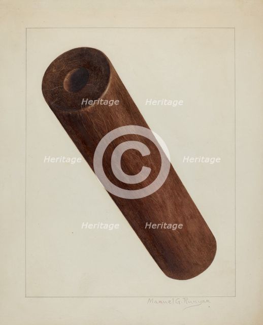 Printing Press Roller, c. 1938. Creator: Manuel G. Runyan.