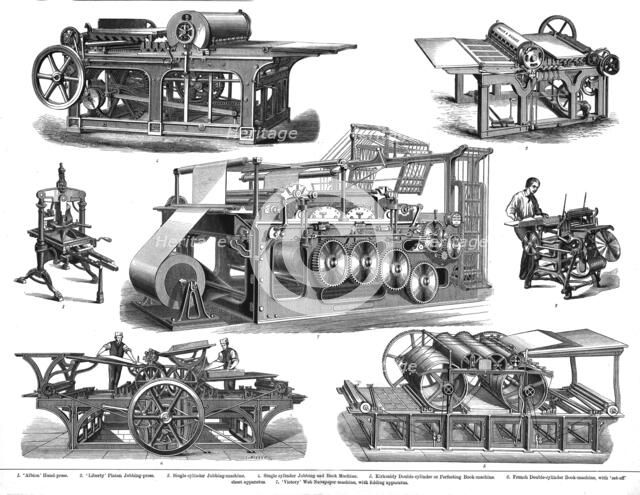 Printing presses, late 19th century? Artist: Unknown.