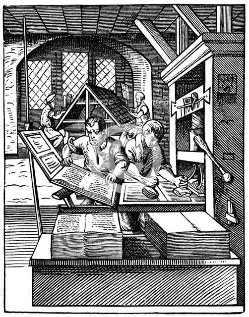 'Printing Workshop', 16th century, (1870).Artist: Jost Amman