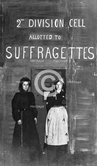 Prison officer with a suffragette prisoner, c1910. Artist: Unknown