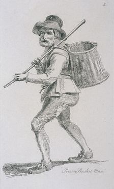 Prison Basket Man c1680, Cries of London, (c1819?). Artist: John Thomas Smith
