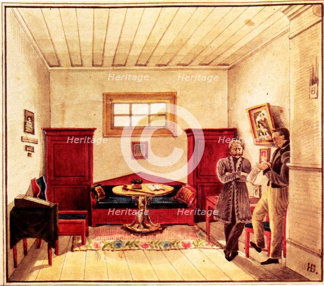 Prison cell of Decembrist Nikolai Panov (1803-1850) in the Peter prison, 1830-1839. Artist: Bestuzhev, Nikolai Alexandrovich (1791-1855)