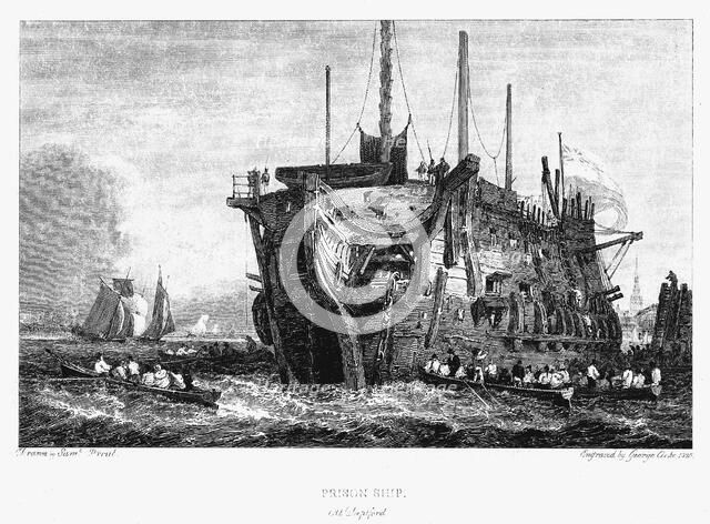 Prison hulk at Deptford, London, c1826. Artist: Unknown