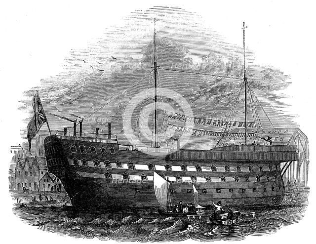 Prison hulk 'Warrior' at Woolwich, London, 1848. Artist: Unknown