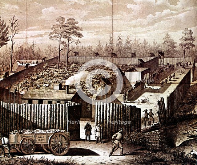 Prison stockade at Andersonville, Georgia, American Civil War, 1861-1865. Artist: Unknown