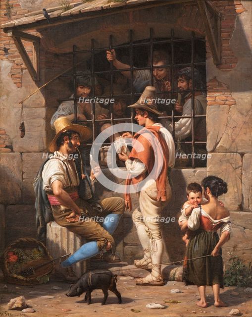 Prison Scene in Rome, 1837. Creator: Wilhelm Marstrand.