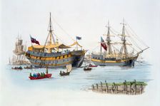 Prison ships, 1805. Creator: William Henry Pyne