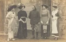 Prisoners of war performing a play at a prisoner of war camp in Cottbus, (between 1910 and 1919?). Creator: Unknown