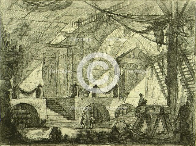 Prisoners on a Projecting Platform, between 1749 and 1750. Creator: Giovanni Battista Piranesi.