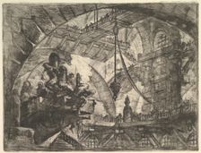 Prisoners on a Projecting Platform, from Carceri d'invenzione (Imaginary Prisons), ca. 1749-50. Creator: Giovanni Battista Piranesi