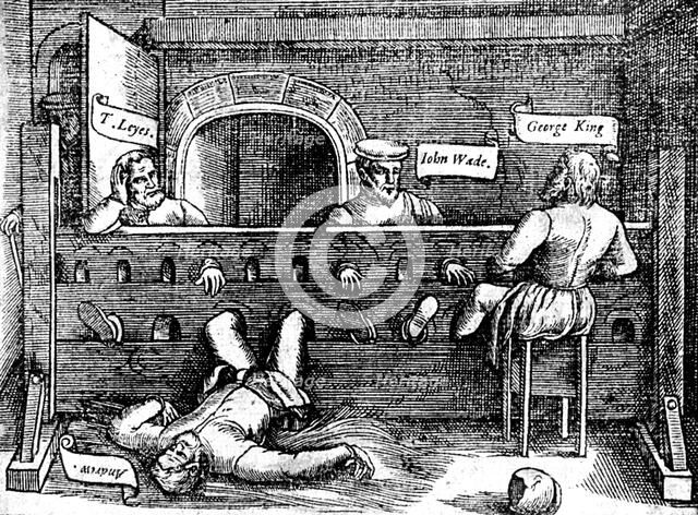 Prisoners in the Lollards' Tower, 1550s, (c1920). Artist: Unknown