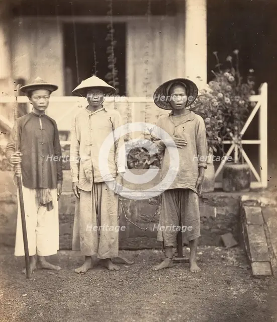 Prisonniers conduits par un Mata, Cochinchine, 1866. Creator: Emile Gsell.
