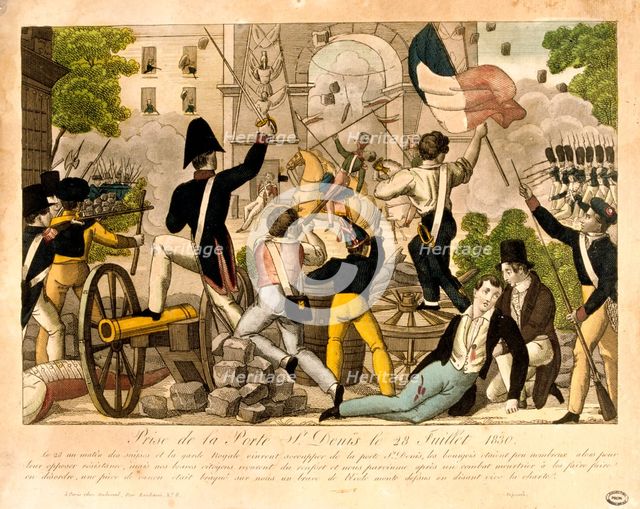 'Prise de la Porte St Denis le 28th Juillet 1830,' Revolution of 1830, Paris. Artist: Unknown