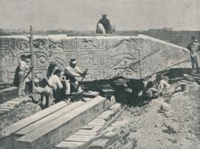Prising Up the Needle, in order to build the Framework under it 1877, (1910). Creator: Unknown