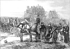 Private and public carriages used for the ambulance service outside Paris, 1871. Creator: William James Palmer