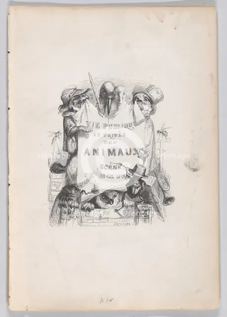Private and Public Life of Animals; Scenes of Customs, ca. 1837-47. Creator: Louis-Henri Brevière.