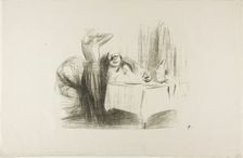 Private Dining Room Scene (horizontal plate), c. 1905. Creator: Jean Louis Forain