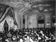 Private reception hosted by General Charles De Gaulle to the French colony at the Savoy Hotel in …