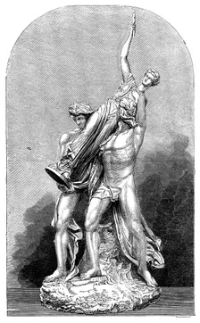 Prize Sculpture by Mr. Adams - "Orestes and Pylades carrying away the Statue of Diana..., 1858. Creator: Unknown