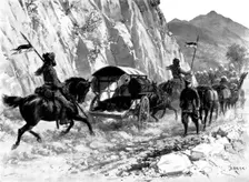"Pro Gloria Patriae": bodies of officers killed in the Indian Frontier Campaign..., 1898. Creator: Samuel Begg