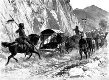 "Pro Gloria Patriae": bodies of officers killed in the Indian Frontier Campaign..., 1898. Creator: Samuel Begg