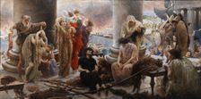 Pro Patria Omnia (Women sacrifice their long hair for the war production of ropes), c1890. Creator: Boschetto, Giuseppe (1841-1918)