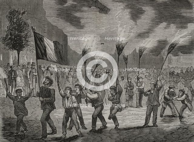 Pro-war demonstration in Paris, 16 July 1870. The French parliament voted to declare war on Prussia. Creator: Unknown.