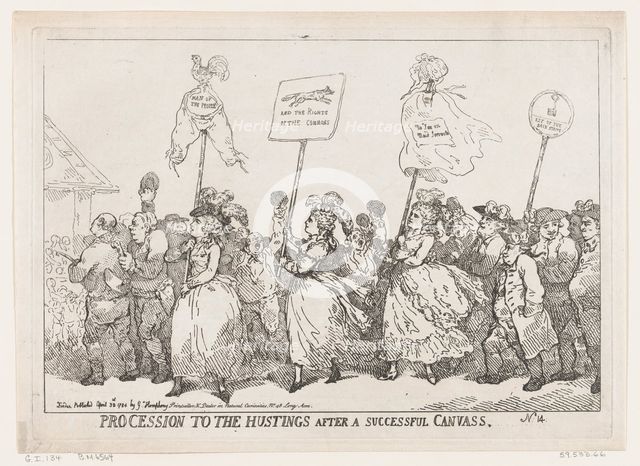 Procession to The Hustings After A Successful Canvass, April 30, 1784., April 30, 1784. Creator: Thomas Rowlandson.