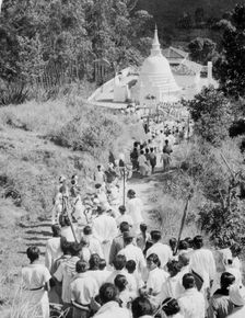 Procession to a Buddhist temple, Diyatalawa, Ceylon, c1945