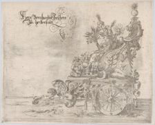 Procession, with a female figure seated on a float, 16th century., 16th century. Creator: Anon