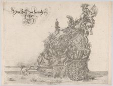 Procession, with a male and female figure seated on a float, 16th century., 16th century. Creator: Anon