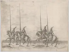 Procession, with four men riding horses, 16th century., 16th century. Creator: Anon