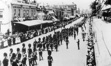 Procession with the Imperial Troops, Queen Street, Brisbane, Queensland, 1901. Creator: Unknown